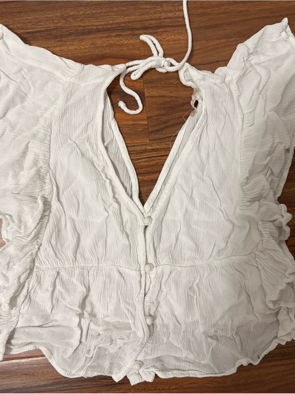 Altar'd State White Ruffled Tie-Back Coverup Top